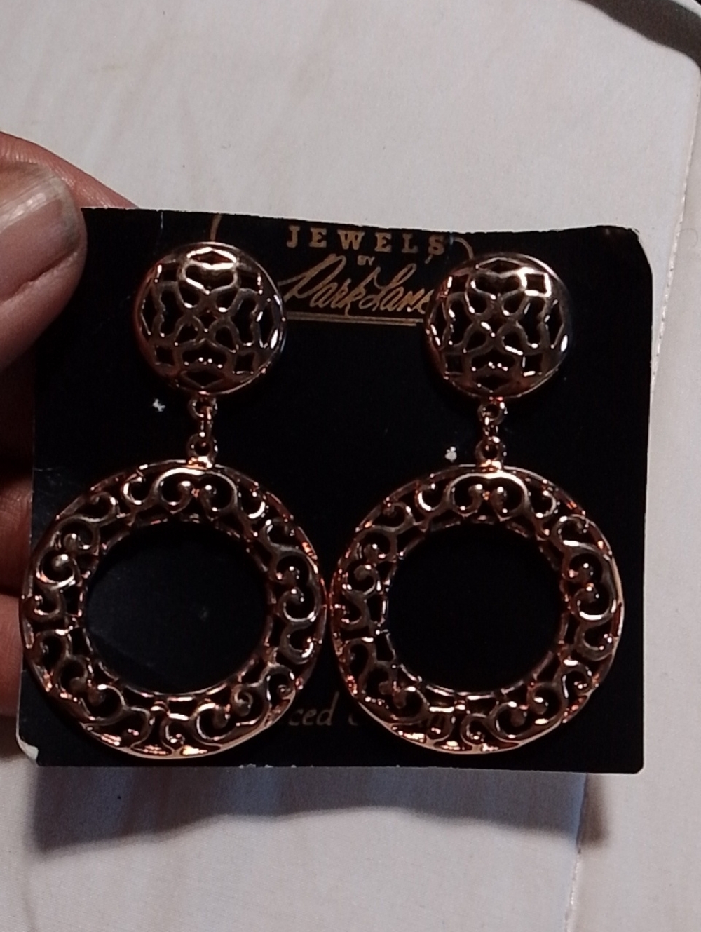 Rose Gold Filigree Hoop Drop Earrings - Women Jewelry